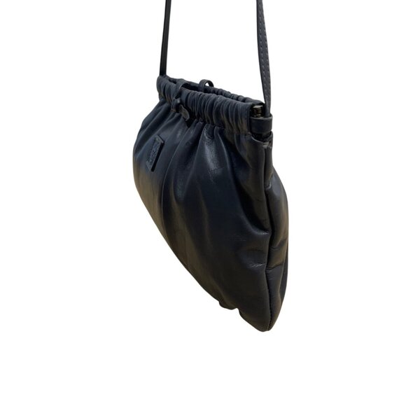 Anne Klein For Calderon Grey Leather With Drawstring Detail Crossbody Bag Sz S - Picture 3 of 9